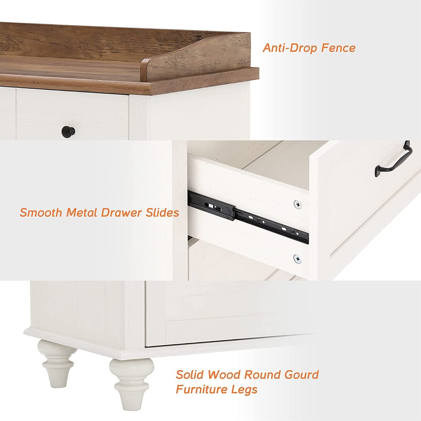 2-In-1 Mid-Century Modern White Dresser TV Stand
