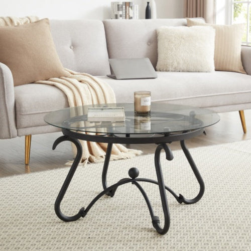 2 Piece Tempered Glass Surface Coffee Table Set, Decor Coffee Table