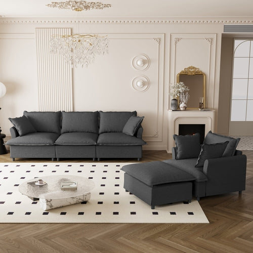 3 Piece Living Room Sofa Set,Modular L Shaped Chenille Sectional