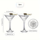 Engraved Martini Glass Set - Insulated Crystal Cocktail Glasses,