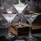 Engraved Martini Glass Set - Insulated Crystal Cocktail Glasses,