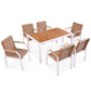 7 Piece Patio Dining Table Set, Outdoor Wicker Furniture Set of 6