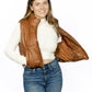Faux Leather Zip Up Puffer Vest