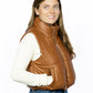 Faux Leather Zip Up Puffer Vest
