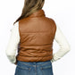 Faux Leather Zip Up Puffer Vest
