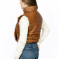 Faux Leather Zip Up Puffer Vest