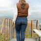 Faux Leather Zip Up Puffer Vest