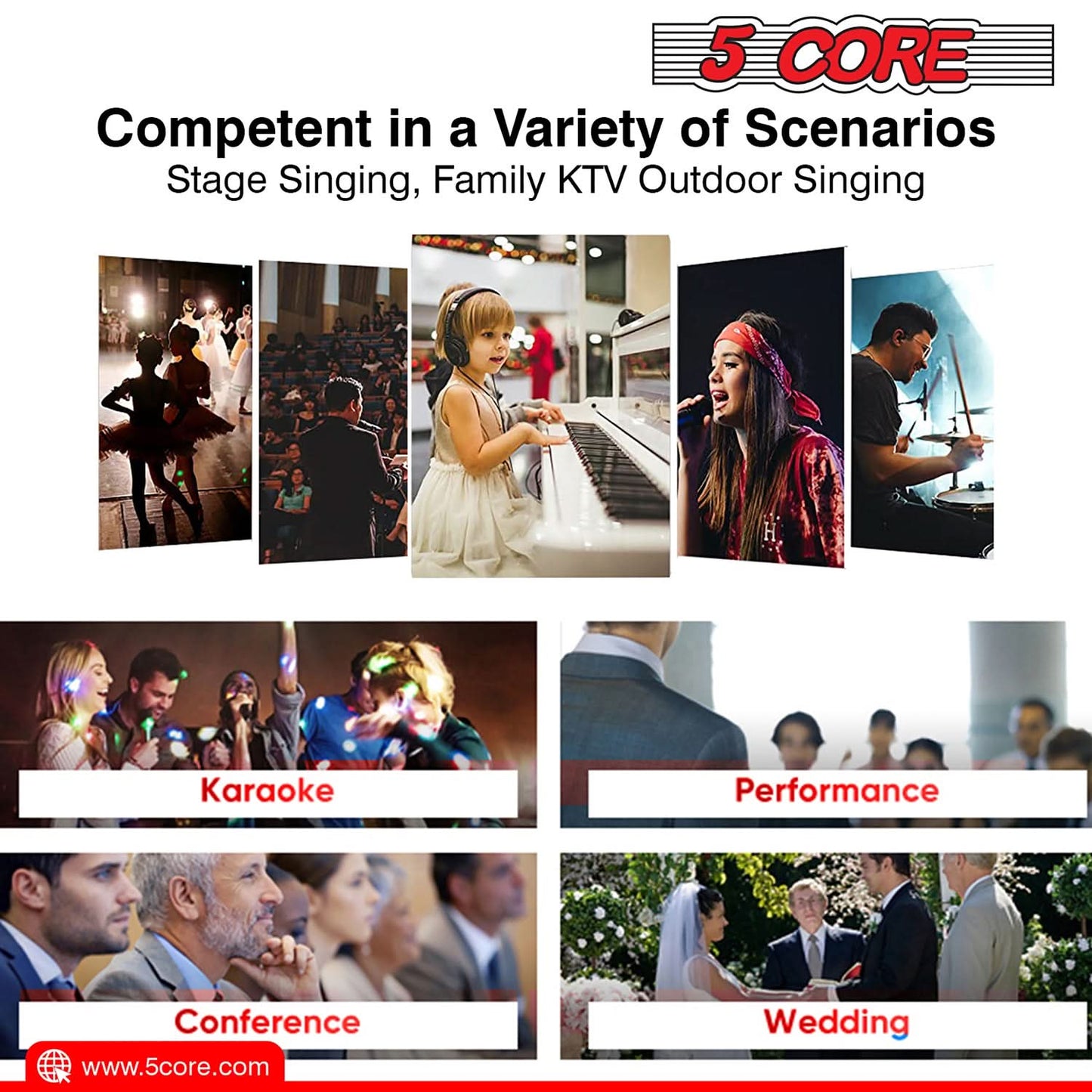 5Core XLR Microphone Dynamic Mic Karaoke Singing Studio Mics Handheld