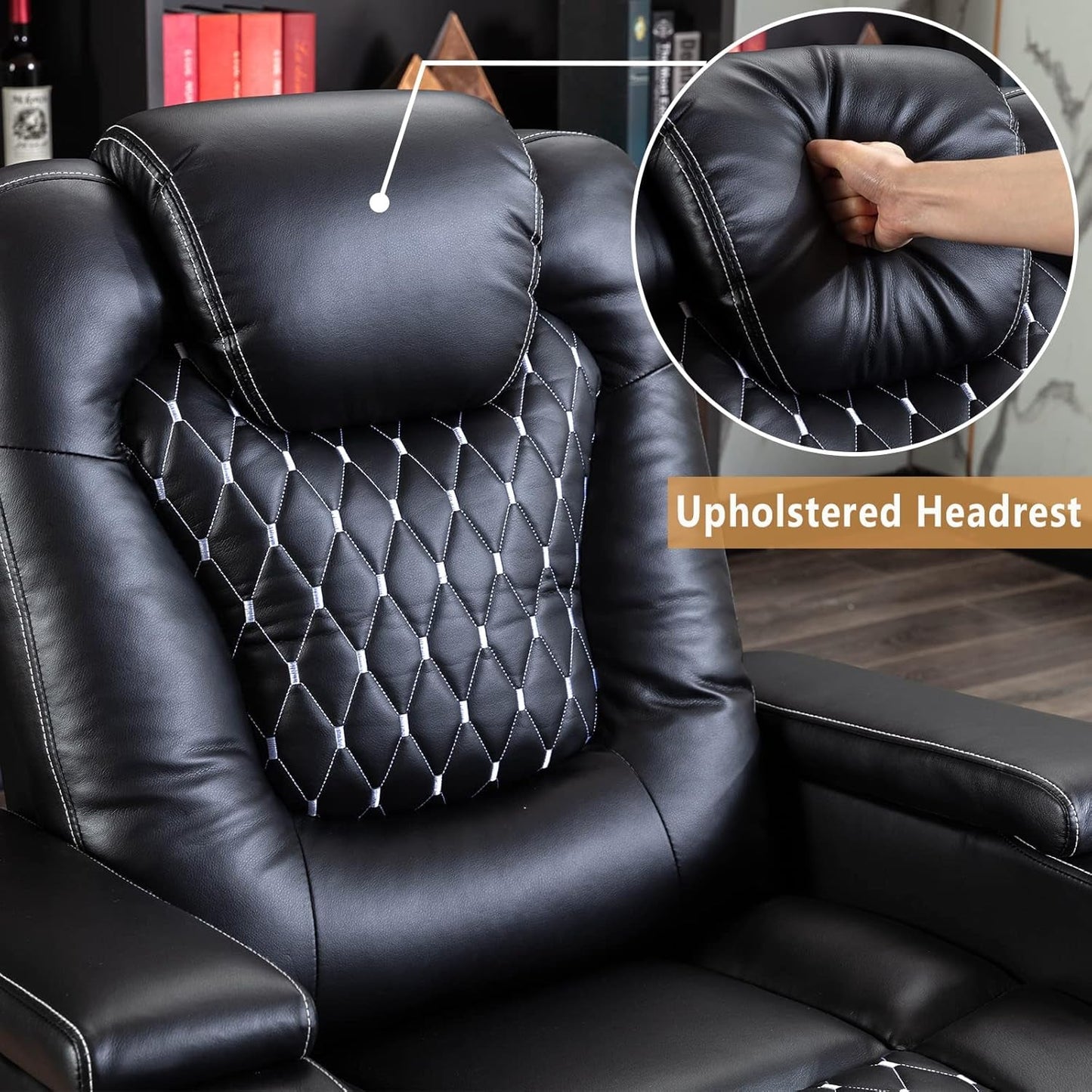 Black Power Recliner with USB, Cup Holders, Storage