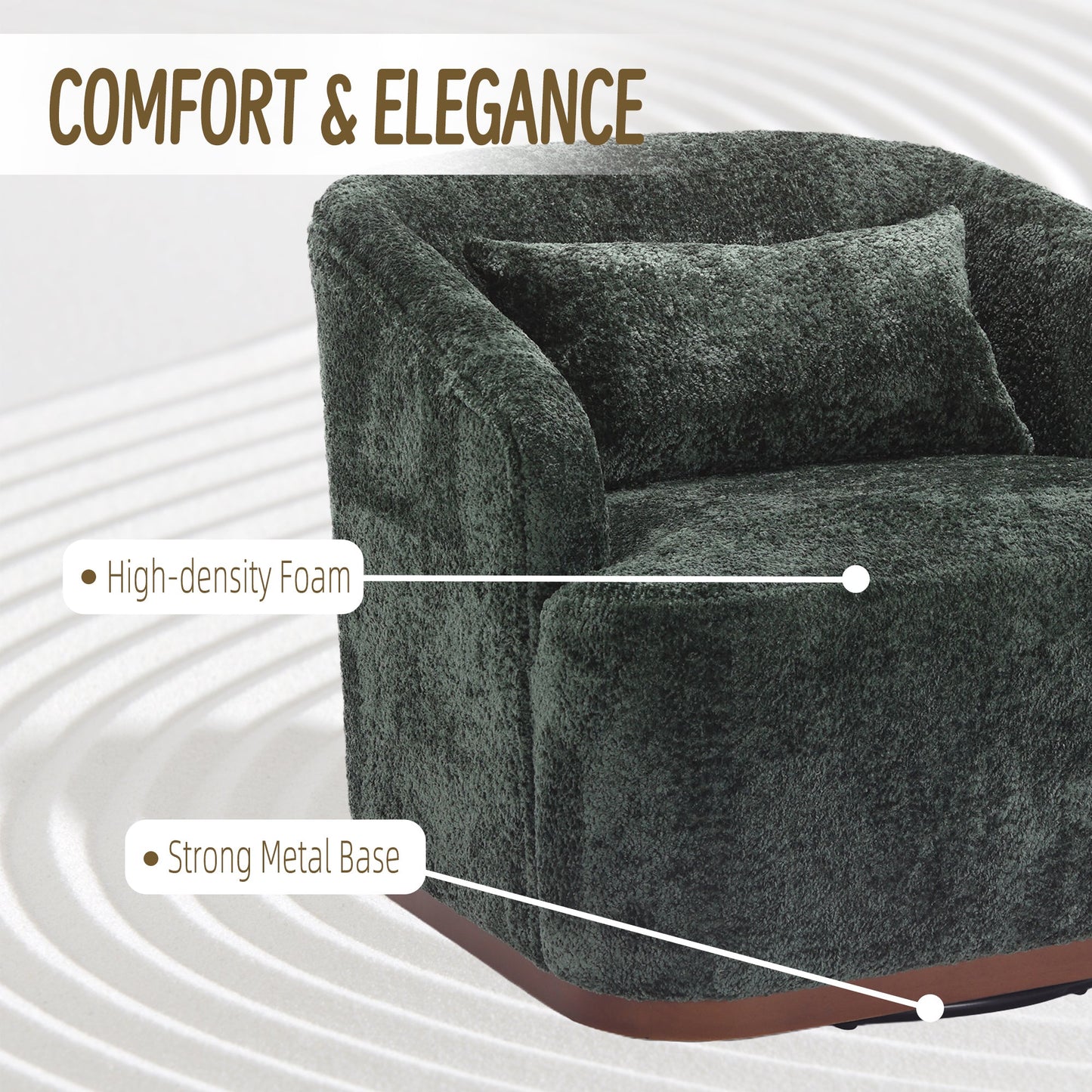 Swivel Barrel Chair, Comfy Round Accent Sofa Chair for Living Room,