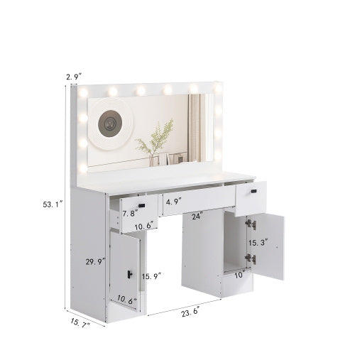 Dresser With Illuminated Mirror, 3 Colors, Lighting Mode, Brightness