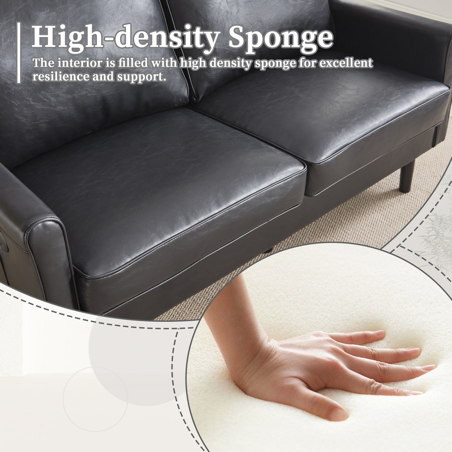 Loveseat Sofa, Mid Century Modern Love Seat, 2 Seater Sofa Couches for