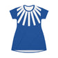 Uniquely You Womens T-Shirt Dress / Fan Top Grid White - Blue