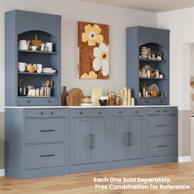 Modern Freestanding Kitchen Pantry,Buffet Food Storage, Coffee Bar