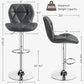 Grey Bar Stools Set of 2, PU Leather Bar Chairs with Backrest, Height