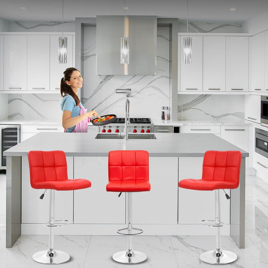 Barstools Set of 2 Counter Height Bar Stools Height Adjustable Back PU