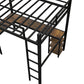 Full Metal Loft Bed With Desk And Shelves, Loft Bed With Ladder And