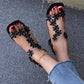 Fashion Flowers Sandals With Transparent High Square Heels Summer