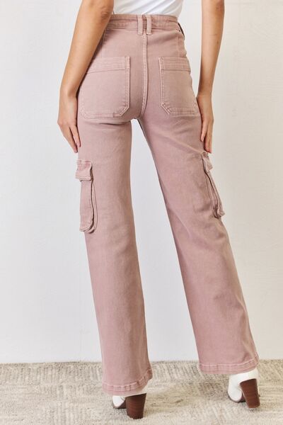 RISEN Full Size High Rise Cargo Wide Leg Jeans | Walbiz