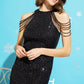Sequins Bodycon Party dress with shoulder beads