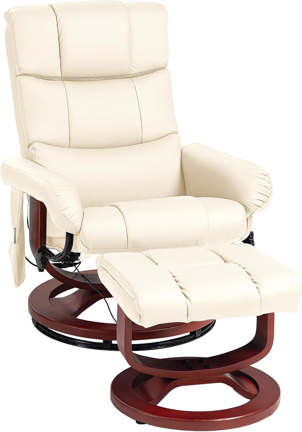 Massage Recliner Chair with Ottoman, Swivel Recliner and Footrest,