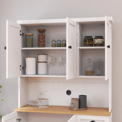 Kitchen Storage Cabinet With Microwave Countertop, Freestanding