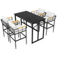 Iron Outdoor Dining Set with Acacia Wood Armrest Suitable For Patio,