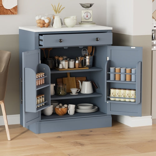 Modern Freestanding Kitchen Pantry,Buffet Food Storage, Coffee Bar