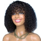 Jerry Curly Bob Cut 100% Human Hair Wigs with Bangs Adjustable Non