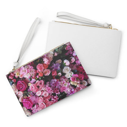 Floral Bouquet Designed Zipped Clutch Bag