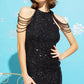 Sequins Bodycon Party dress with shoulder beads