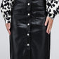 Button Front PU Skirt