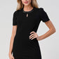 Beaded Neckline Keyhole Dress