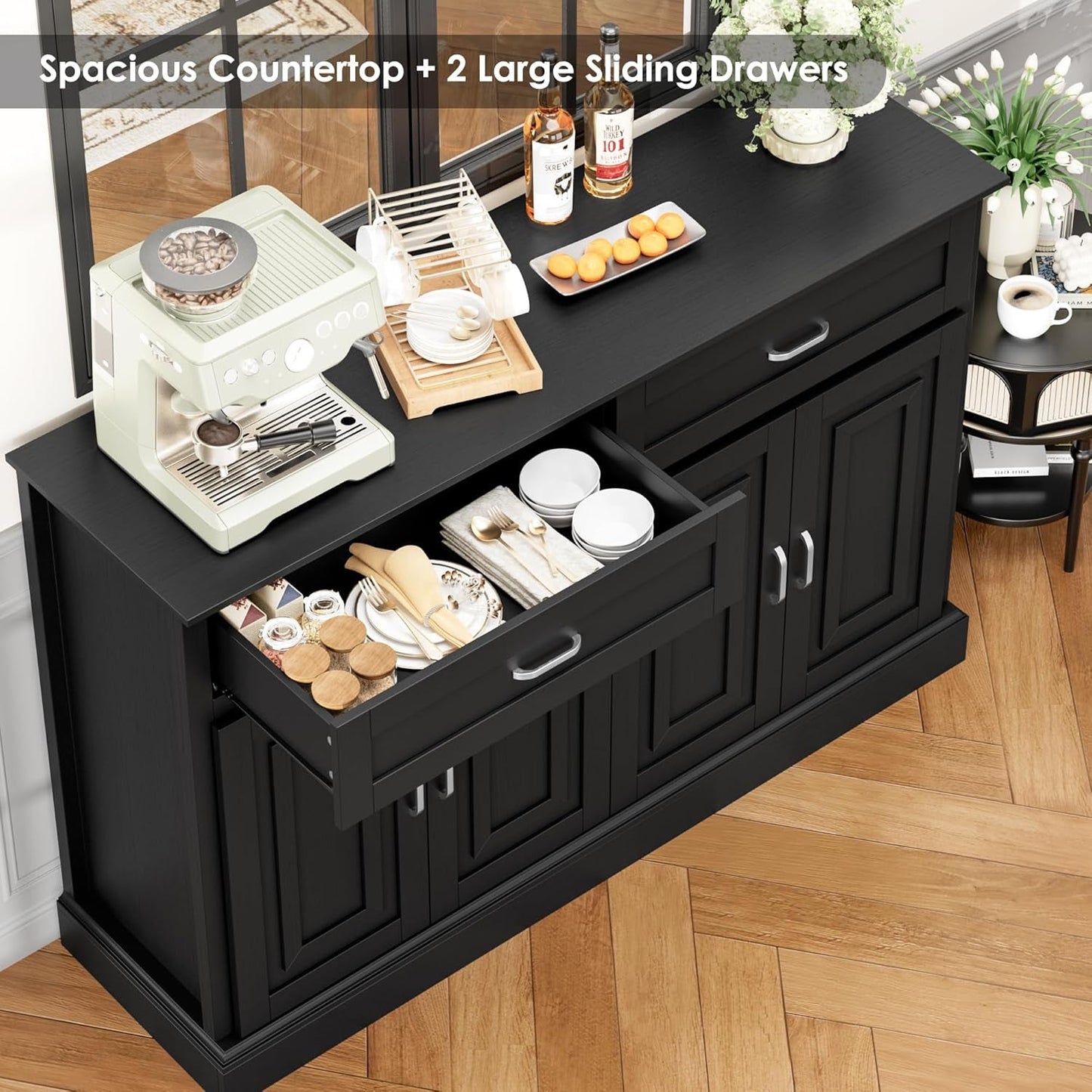 Sideboard Buffet Cabinet with Storage, 55.1" Large Kitchen Storage