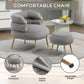 Upholstered Velvet Barrel Accent Chair with Ottoman,Accent Comfy