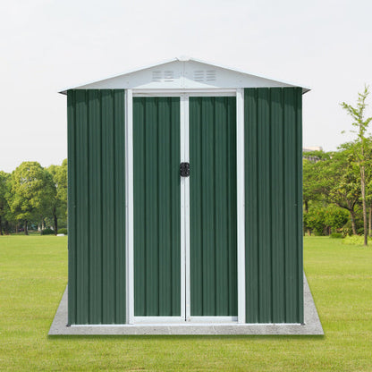 6FTx4FT Apex Roof Green Outdoor Tool Storage House Garden Shed With