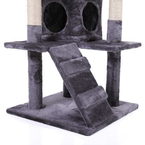 Cat Tree Cat Tower With Catching Ball, Plush Mat, Ladder And Indoor