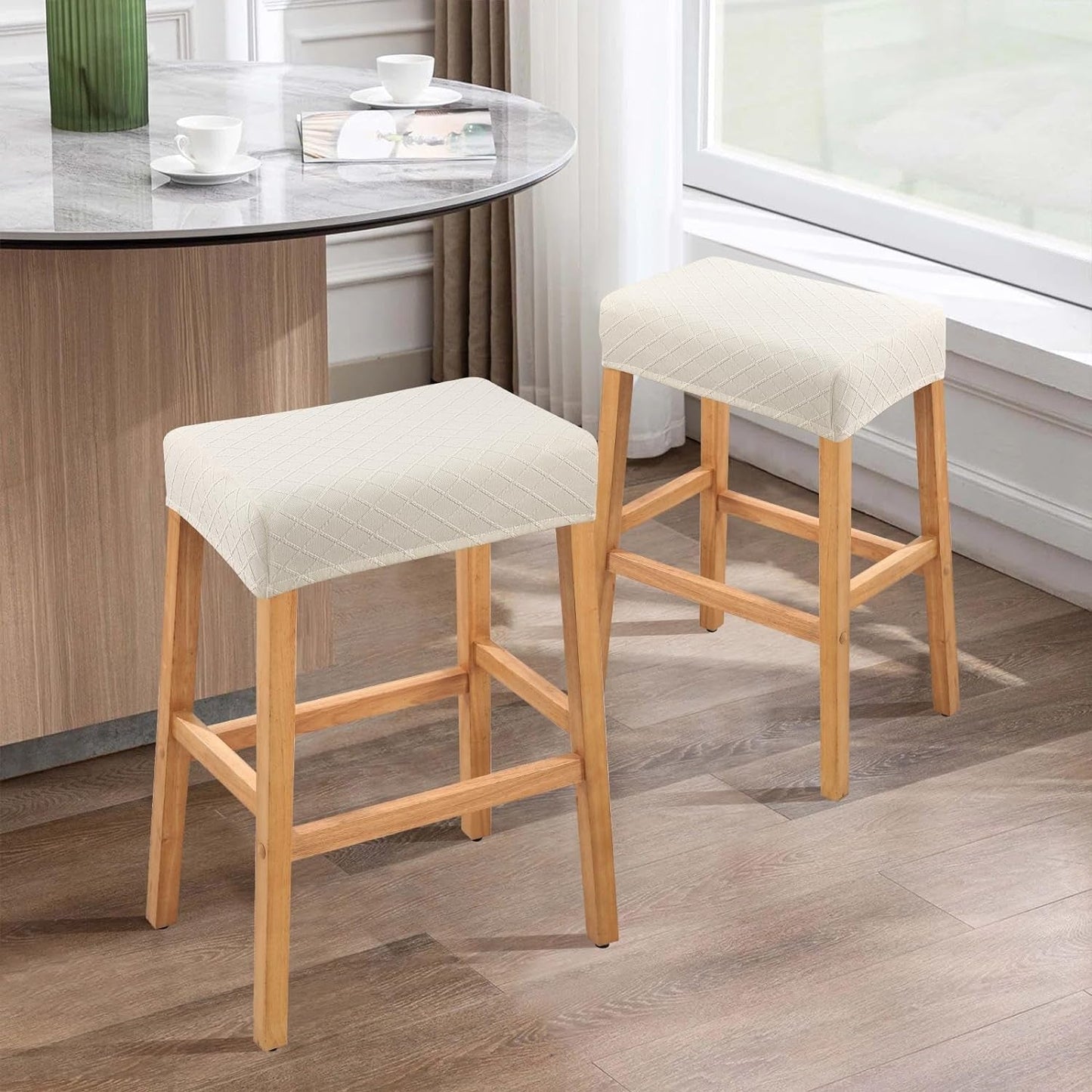 Stool Covers Rectangle - 2 Pack Stretch Waterproof Saddle Seat Cover