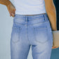 Sky Blue High Rise Distressed Bell Bottom Denims