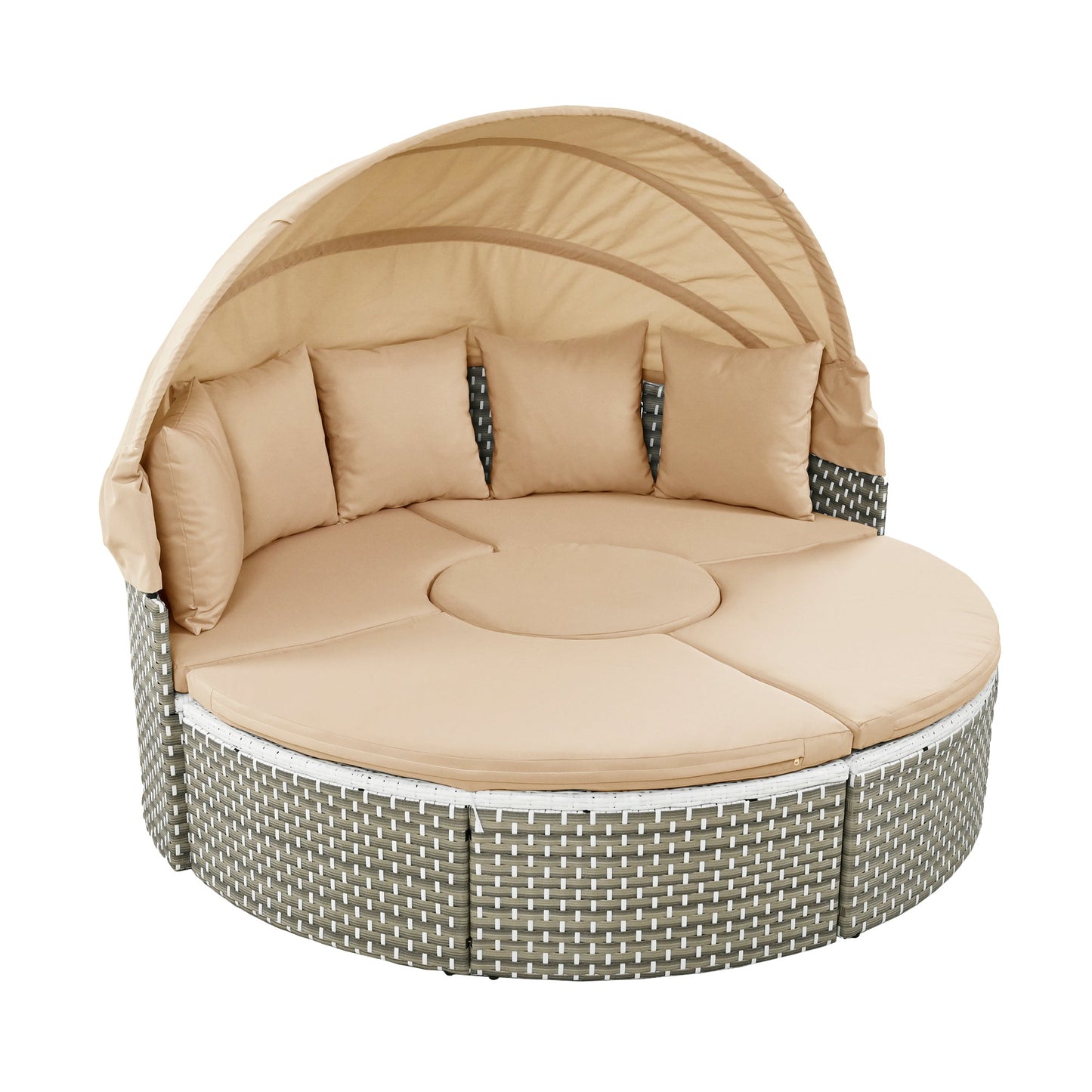 Patio Furniture Round Outdoor Sectional Sofa Set Rattan Daybed