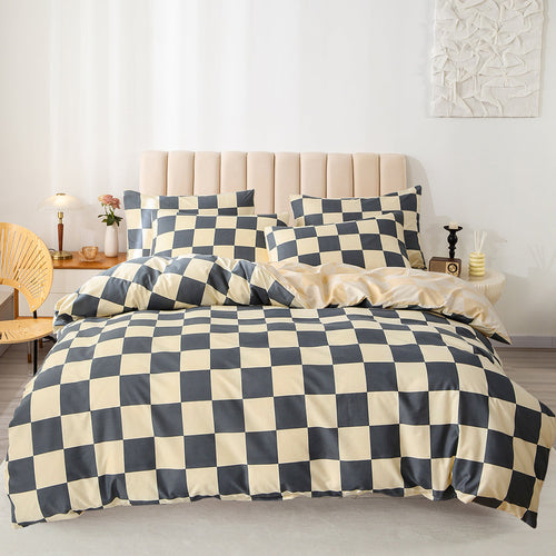 3Piece Checkered Duvet Cover Set for Bedroom