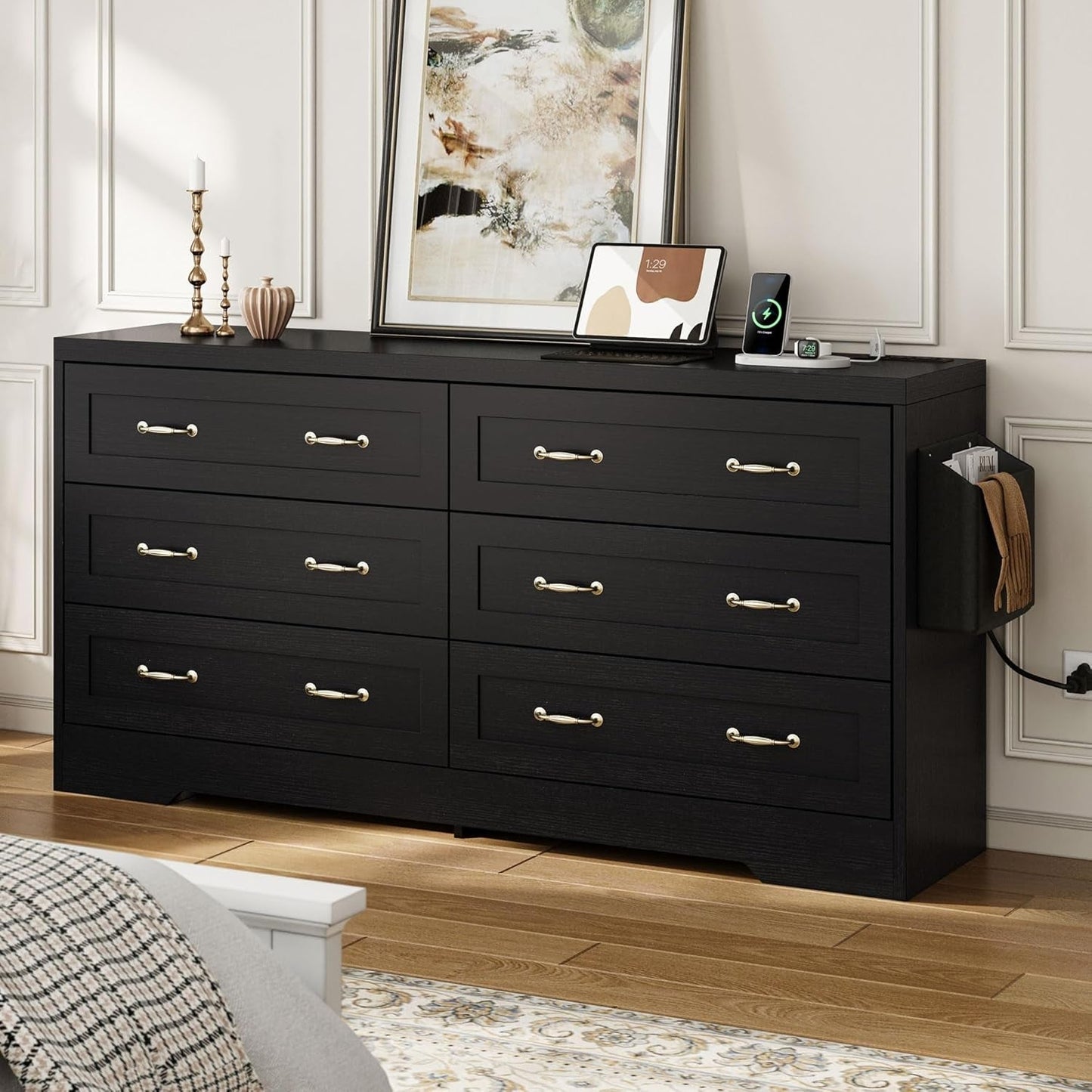 Drawers TV Stand for 65 Inches with Power Outlets