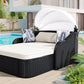 79.9' Outdoor Sunbed with Adjustable Canopy, Double lounge, PE Rattan