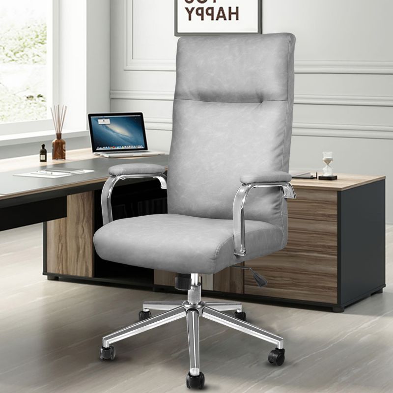 Executive Office Chair For Women And Adults White Leather High Back