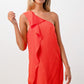 One-Shoulder Ruffle Detail Mini Dress