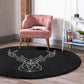 Deer Round Rug, Black Deer Patterned Area Rug, Non Slip Circle Carpet,