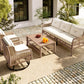 4 Pieces Patio Furniture Set with Swivel Chairs, Outdoor Wicker Sofas