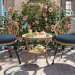 Outdoor Leisure Set, 2 Rattan Single Chairs with A Glass Round Table,