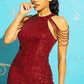 Sequins Bodycon Party dress with shoulder beads