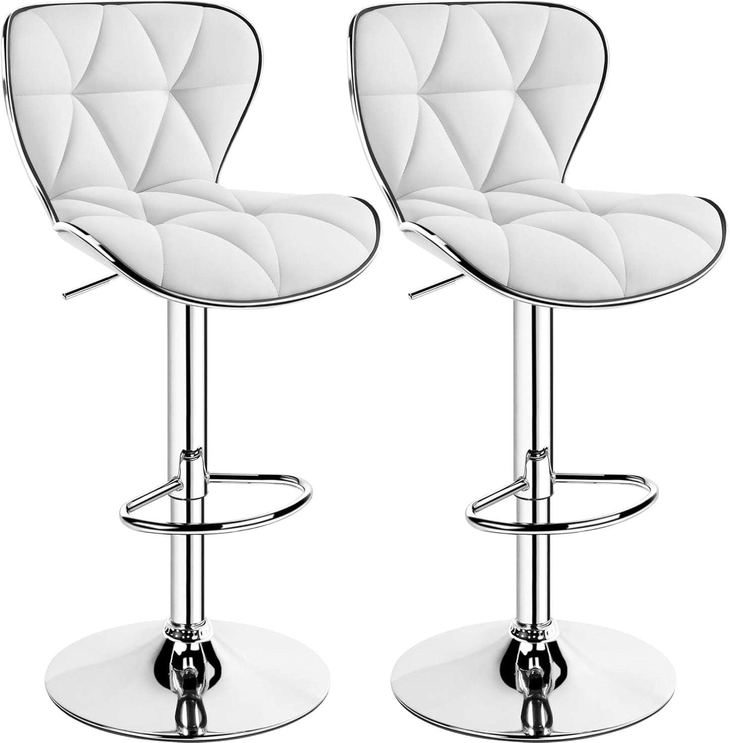 Bar Stools Set of 2, Island Chairs Shell Back, PU Leather Adjustable